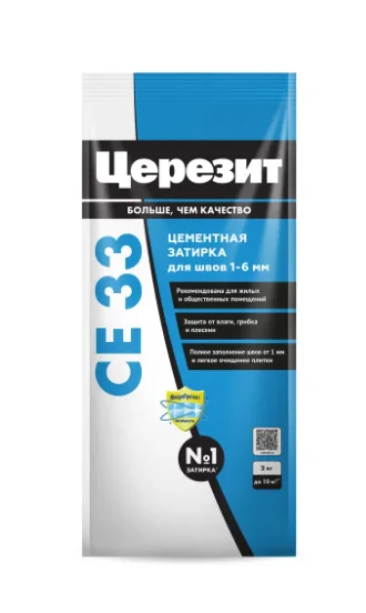 Затирка Церезит CE33 цементная №01 Белый, 1-6мм, 2кг
